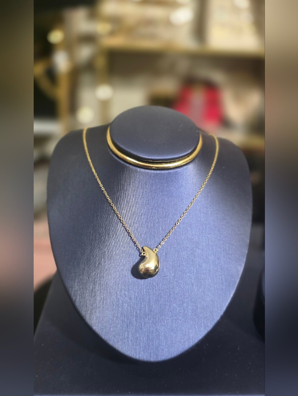 Sterling Silver In Gold Teardrop Pendant Necklace - Women Jewelry